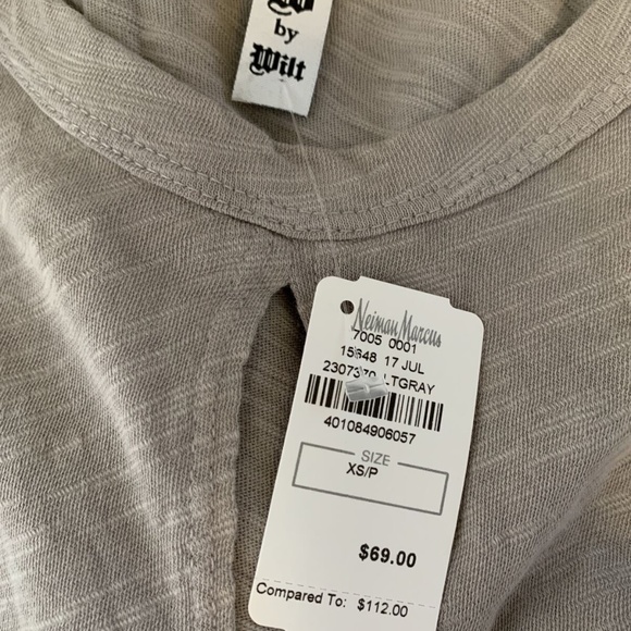 New M By Wilt 3/4 Flared Sleeves Gray Blouse XS Top Classic Shirt cotton size 2 - Picture 10 of 10